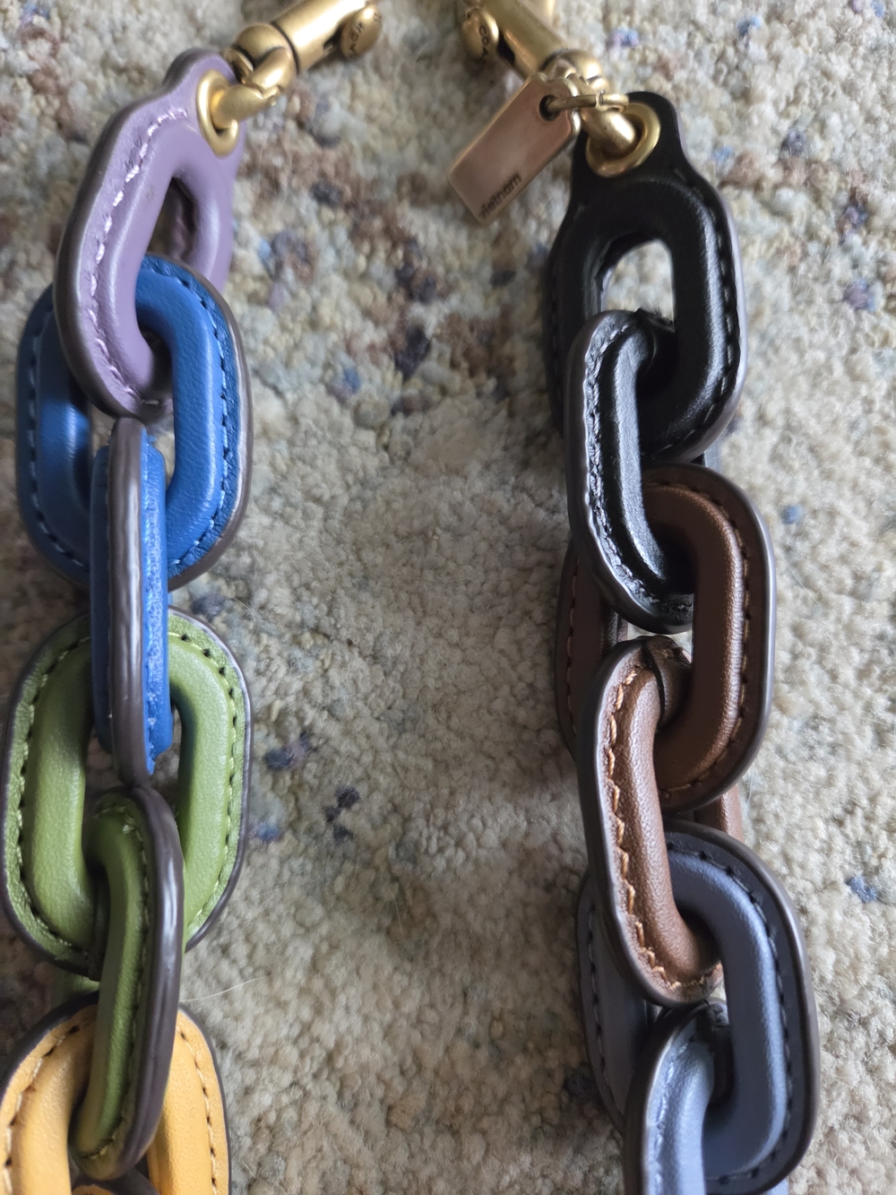 Coach Leather Covered Rainbow Chain Link Short Strap - Picture 3 of 8